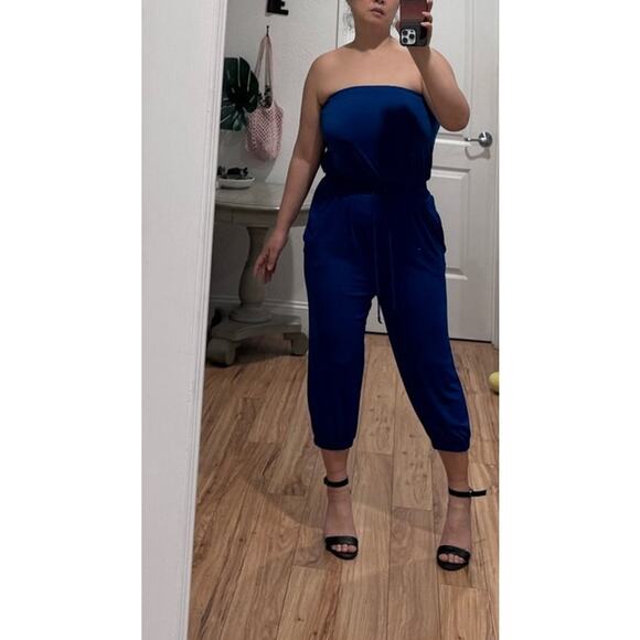 Vintage‎ Guess Women’s Blue Jumpsuit Size M Made in USA 90s Elastic Waist Y2K - Picture 1 of 7